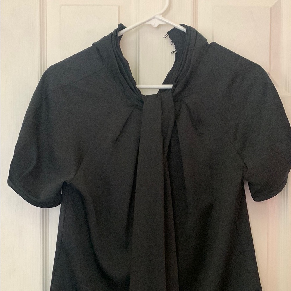 J. Crew Black Tie Front Blouse